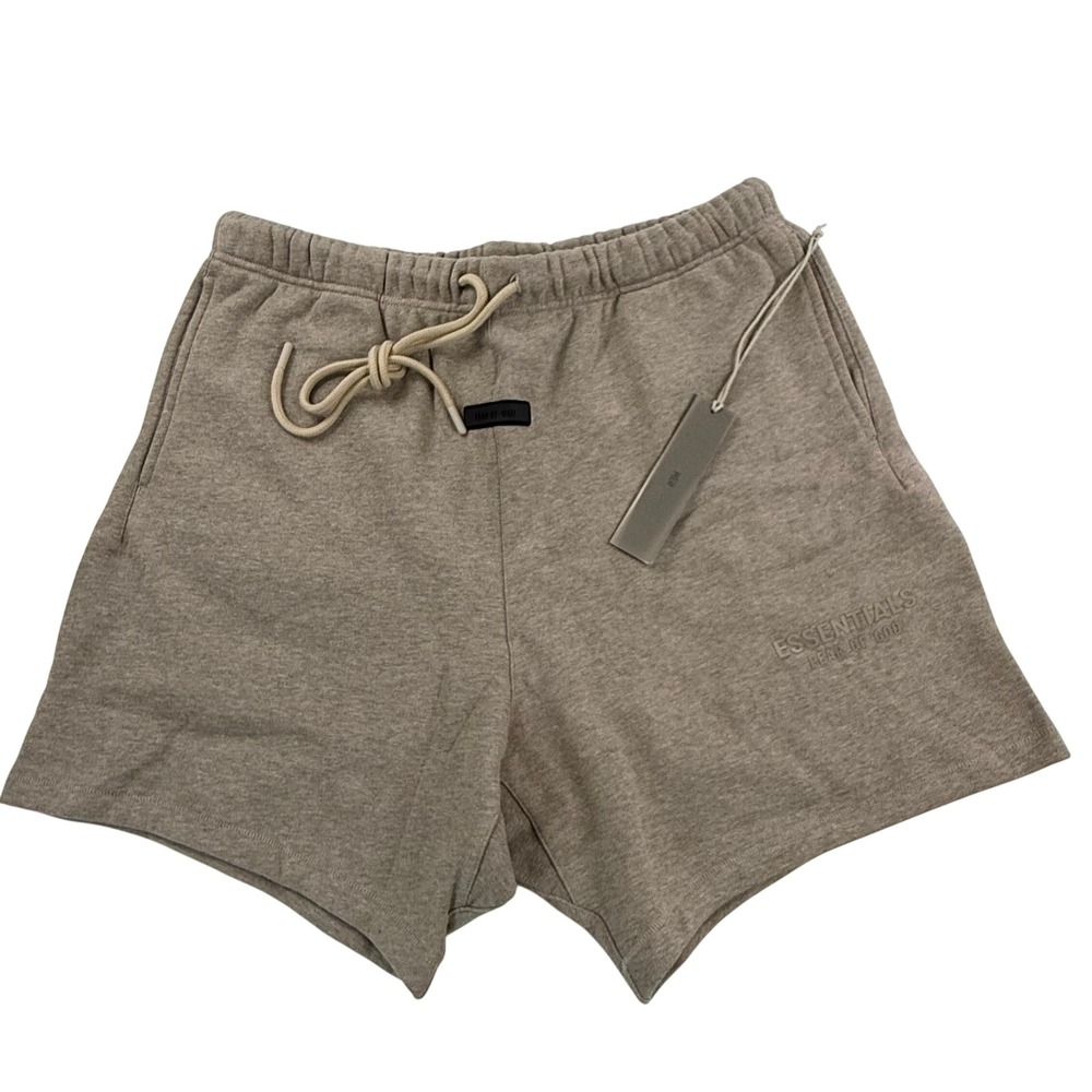 Fear of God Essentials Sweat Shorts XL Oatmeal Tan Fleece Drawstring New